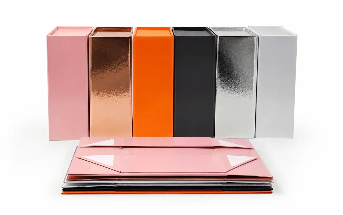 Foldable rigid boxes packaging example